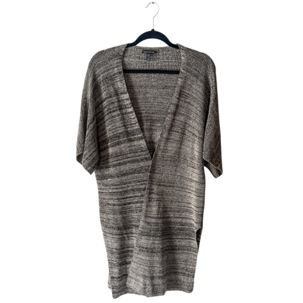Eileen Fisher Gray Split Side Midi Open Cardigan … - image 1